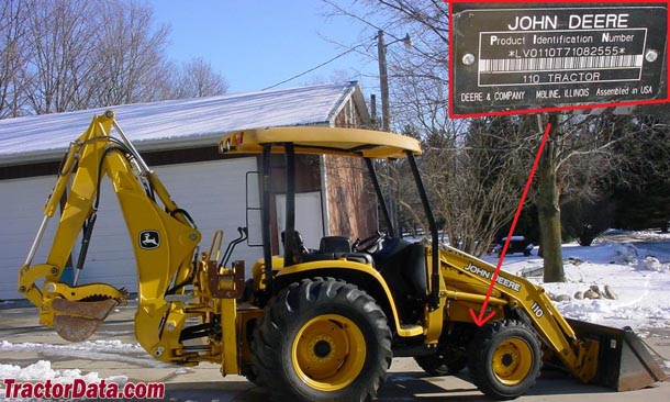 John Deere 110TLB serial number location