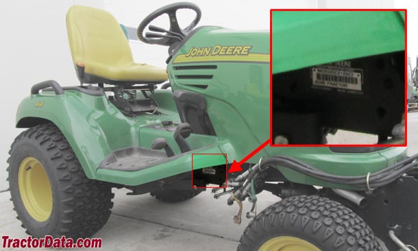 John Deere X485 serial number location