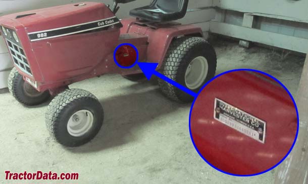 Cub Cadet 982 serial number location