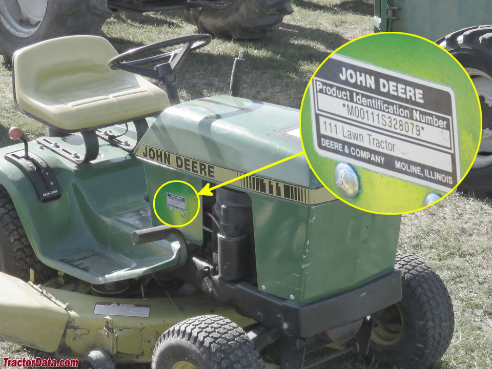 John Deere 111 Serial Number