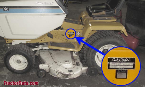 Cub Cadet 1204 serial number location