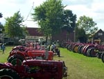 Rows of tractors on display at Pioneer Power