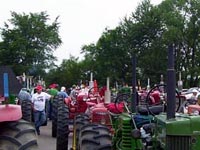 Front view of the rows of tractors