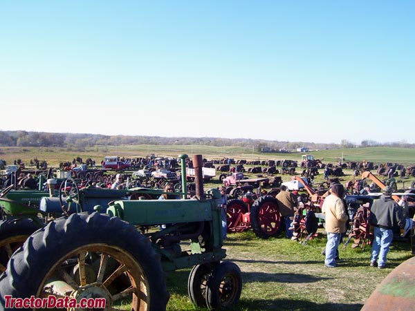 Rows of antique tractors
