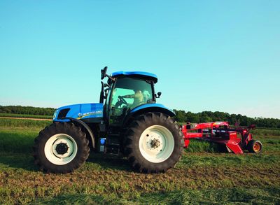 New Holland T6.150 tractor with mower