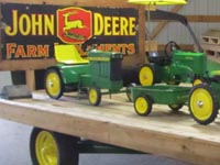 John Deere wagon with toy pedal tractors