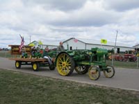 Waterloo Boy pulling a hay wagon in the tractor parade.