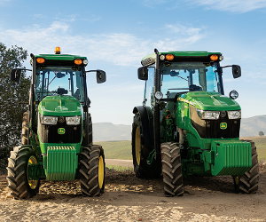 John Deere 100GN and 5090GV specialty tractors.