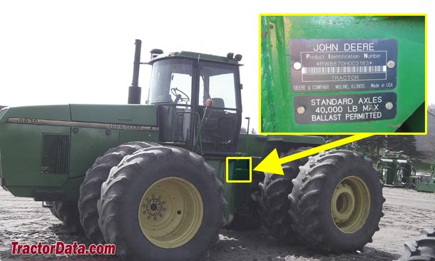 John Deere 8870 serial number location