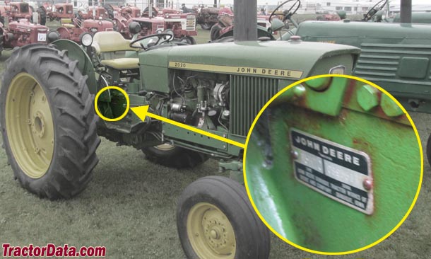 Where do you find the VIN on a John Deere tractor?