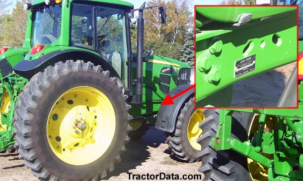 Where do you find the VIN on a John Deere tractor?