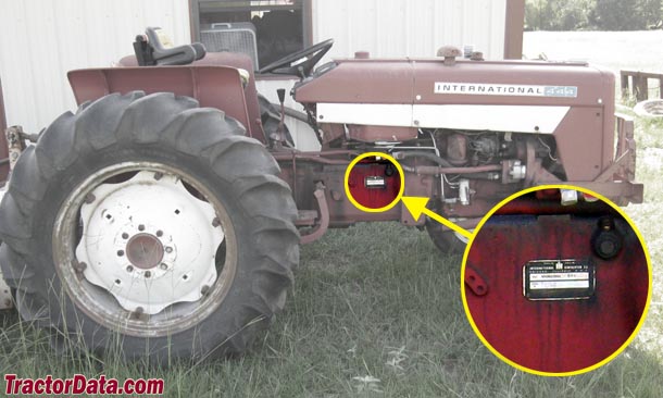 International Harvester 444 serial number location