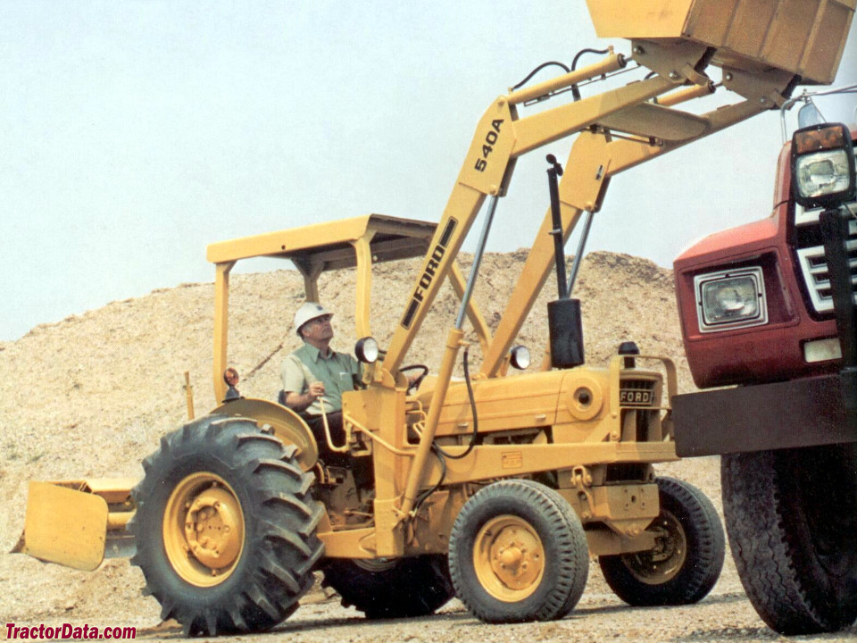 Ford 540A with front-end loader, marketing photo.