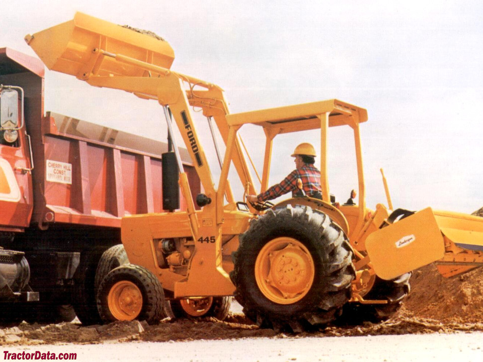 Ford 445 with loader and gannon. Marketing photo.