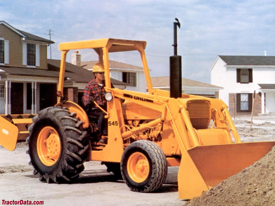 Ford 545 with front-end loader and gannon. Marketing photo.