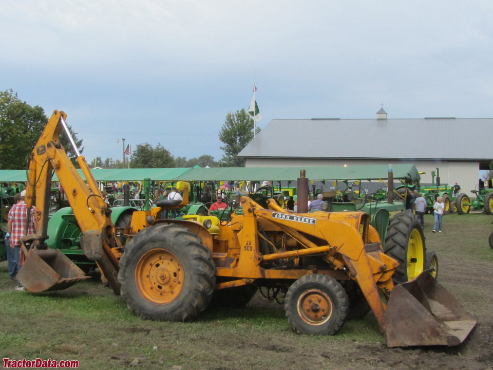 John Deere 500 with backhoe, right side.