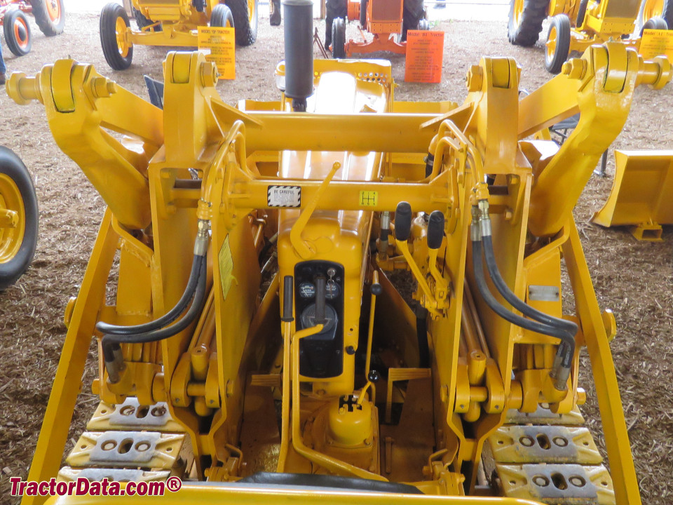 John Deere 420 Crawler Loader operator station and controls.