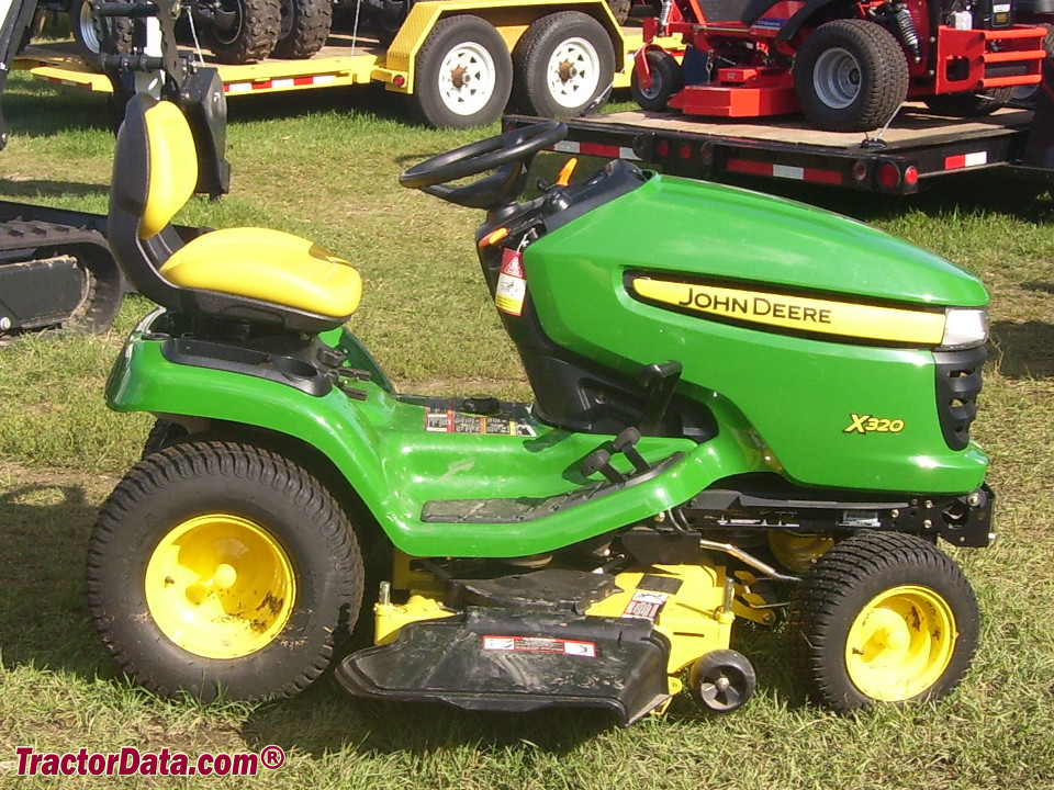 John Deere X320 lawn tractor, right side.