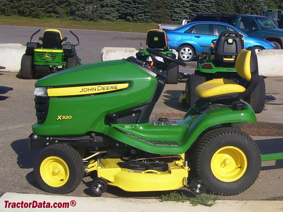 John Deere X320 lawn tractor, left side.