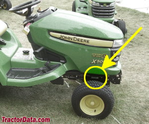 John Deere X500 serial number location