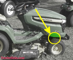 John Deere X540 serial number location