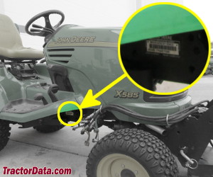 John Deere X465 serial number location