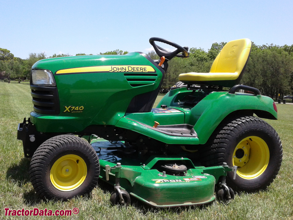 John Deere X740 Ultimate garden tractor with 7-Iron 60-inch mower deck.