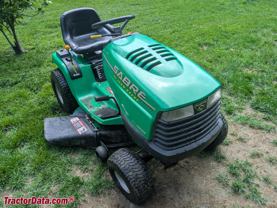 Sabre 1642HS lawn tractor, front-right view.