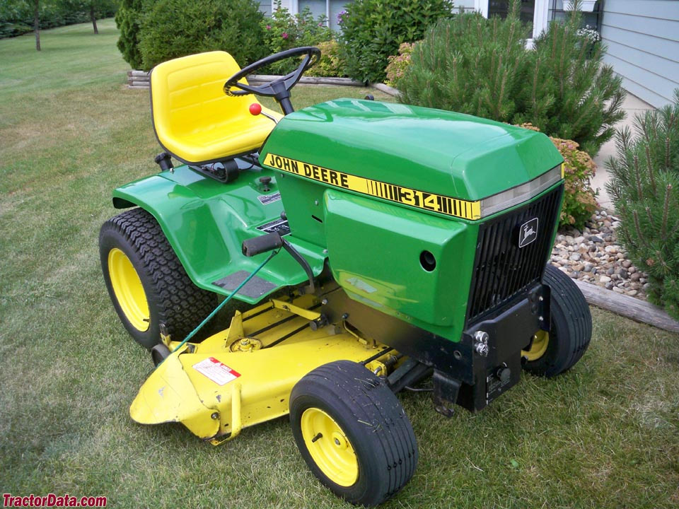 John Deere 314 with mower deck.