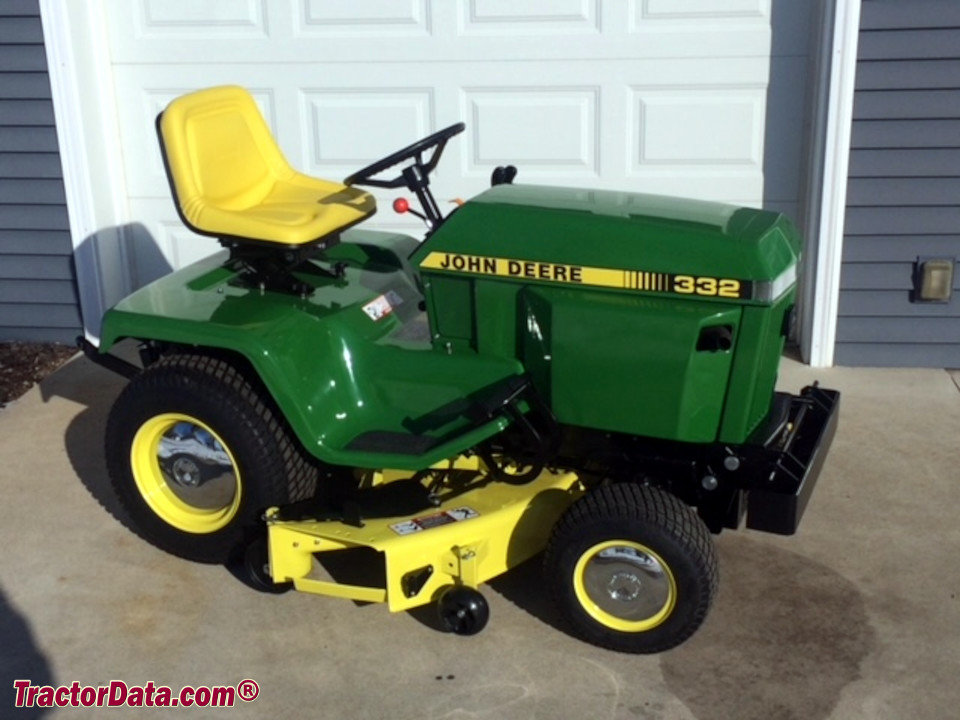 John Deere 332 garden tractor, right side.