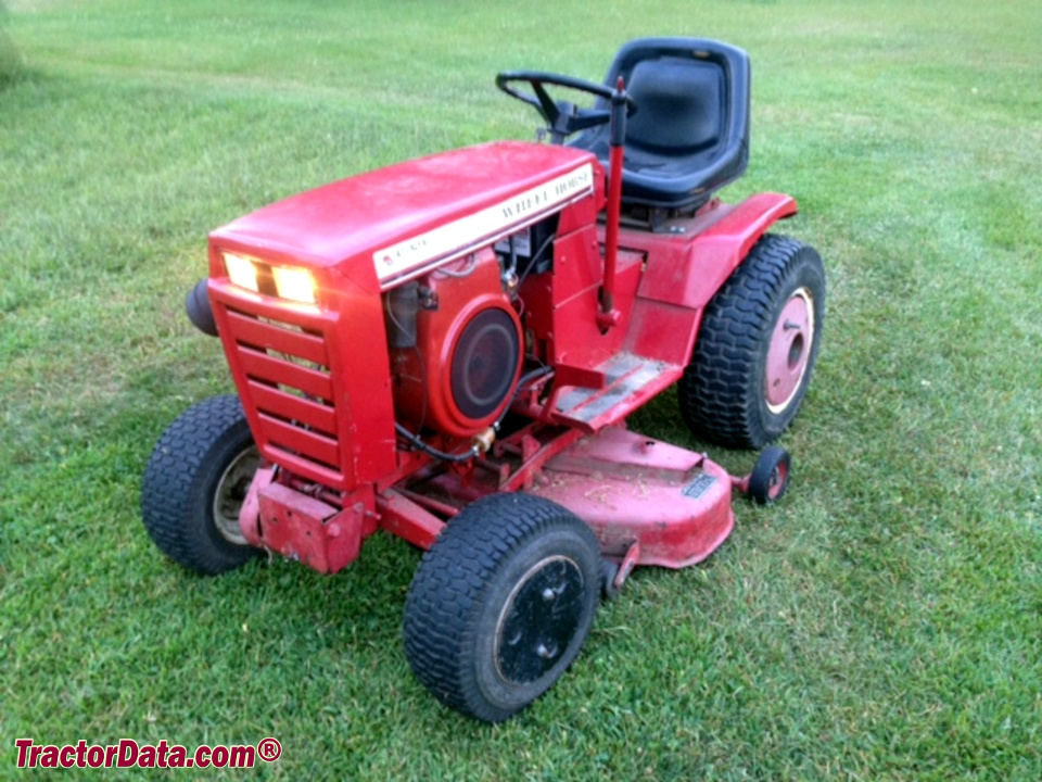 Wheel Horse C-121 garden tractor with mower deck.