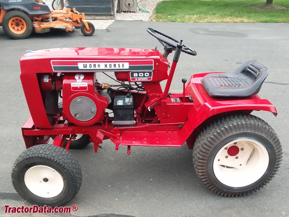 Wheel Horse Workhorse 800 garden tractor, left side.