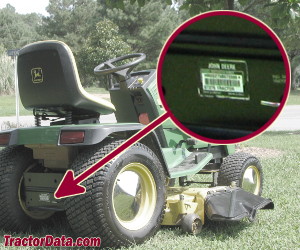 John Deere GT275 serial number location