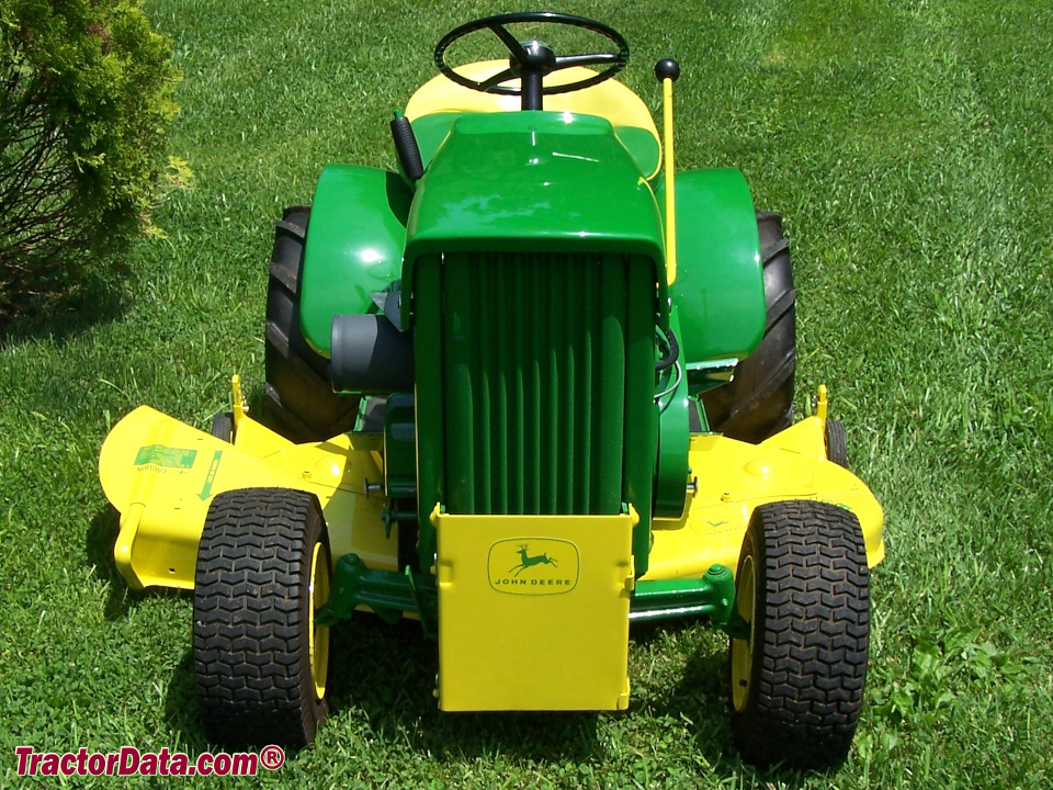 1967 (round-fender) John Deere model 112 with hydraulic lift and mower deck.