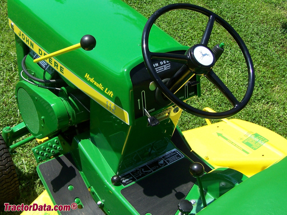 John Deere model 112 operator station and controls.