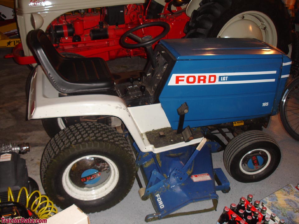 Ford LGT-165 with mower, right side.