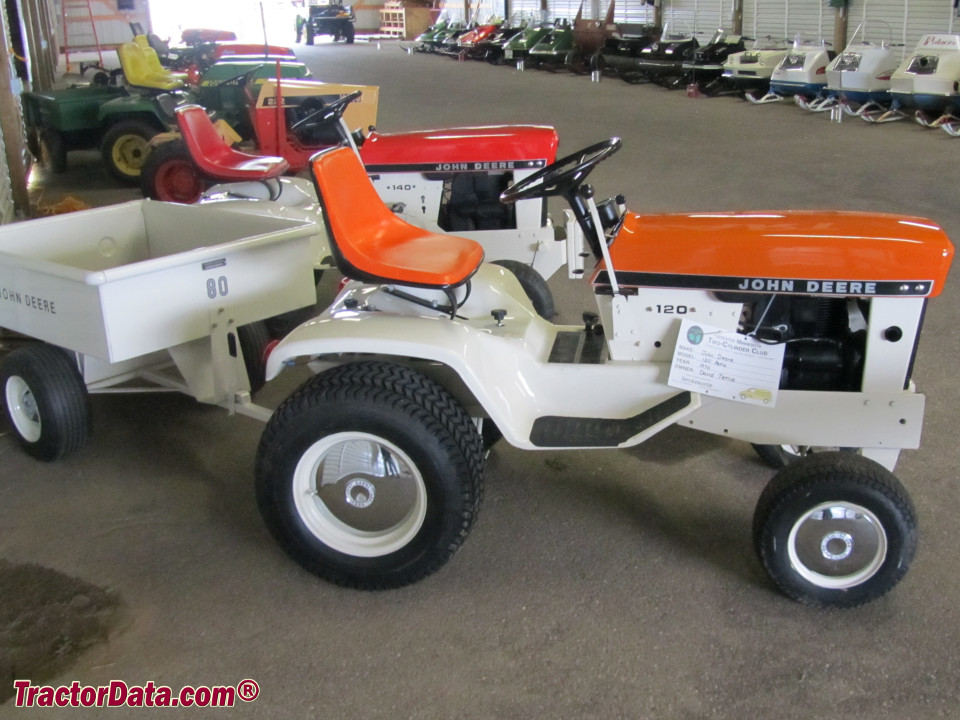 Patio series John Deere 120 with model 80 cart in orange.