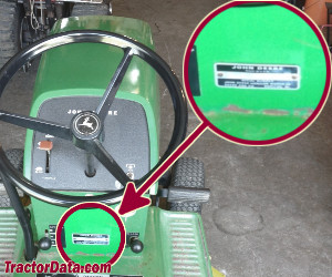 John Deere 108 serial number location