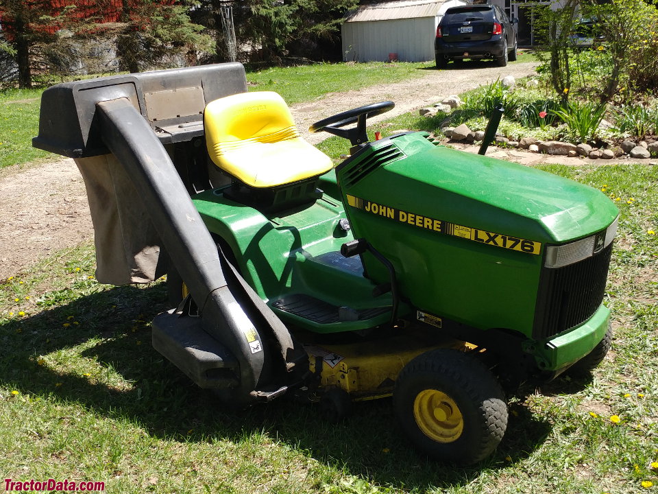 John Deere LX176 with grass bagger.