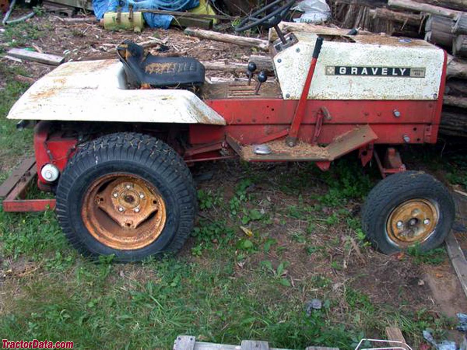 Gravely 450 in red paint, right side.