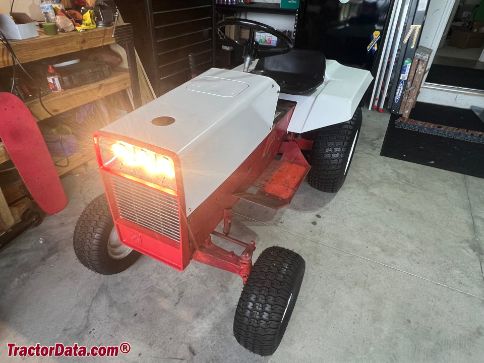 Gravely 814 garden tractor, front-right view.