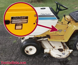 Cub Cadet 1606 serial number location