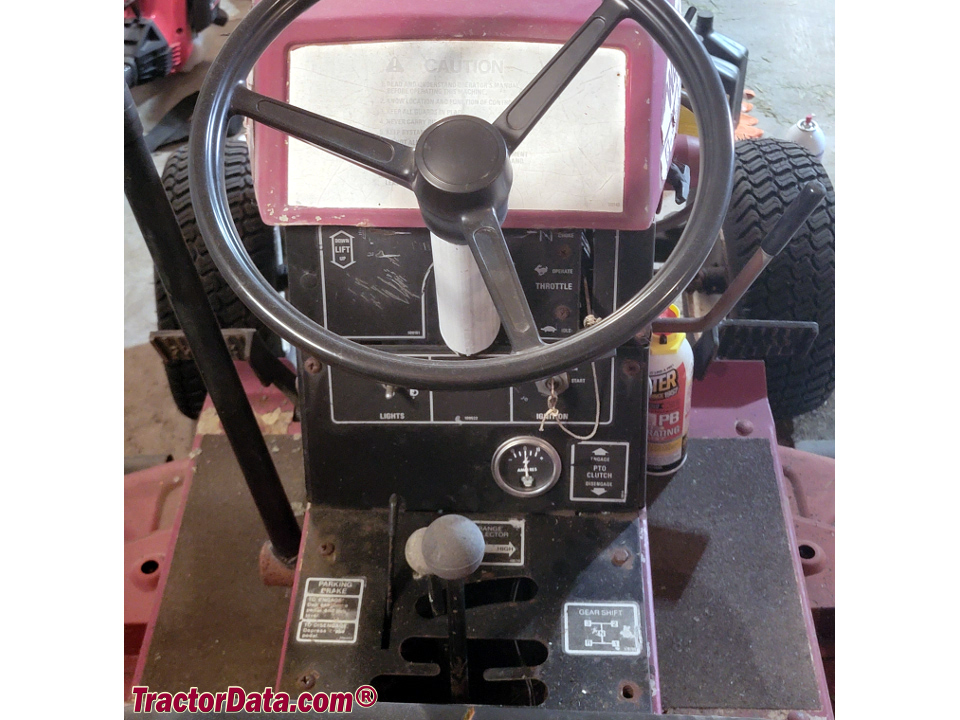 Wheel Horse Workhorse GT-1100 operator station and controls.