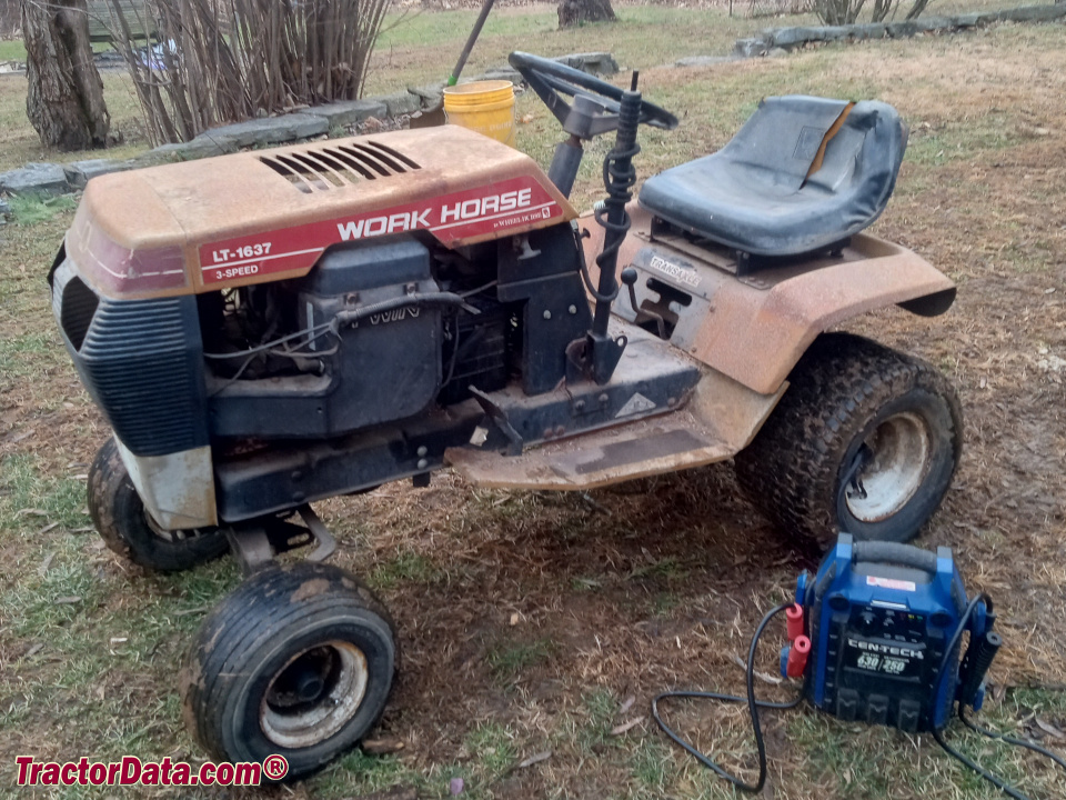 Wheel Horse Work Horse LT-1637 lawn tractor, left side.