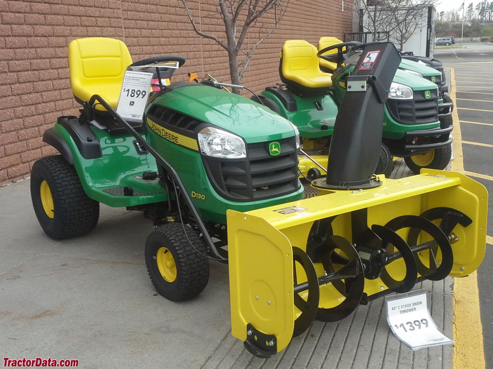 John Deere D130 with snowblower.