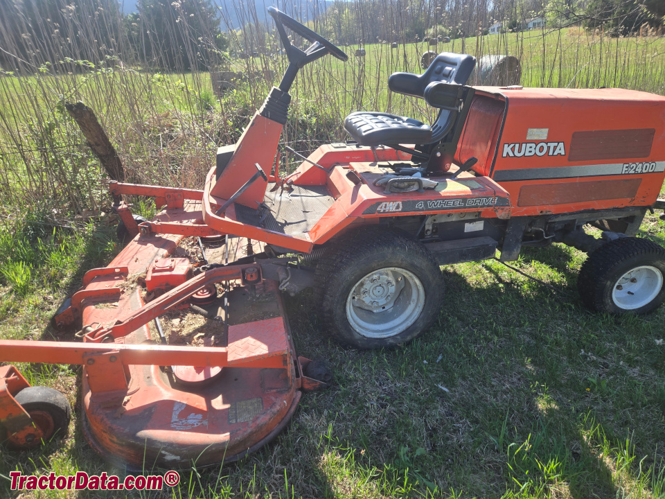 Kubota F2400 front-mount mower, left side.