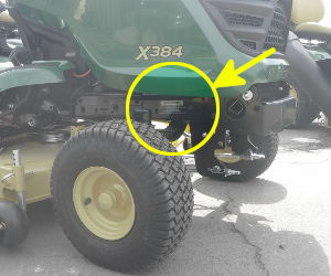 John Deere X350 serial number location