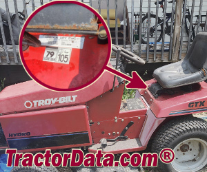 Troy-Bilt GTX 16 serial number location