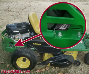 John Deere Z235 serial number location