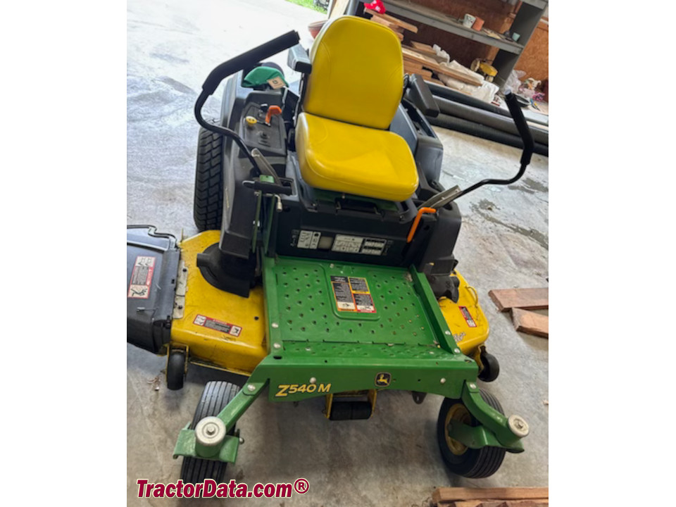 John Deere Z540M zero-turn mower, front view.